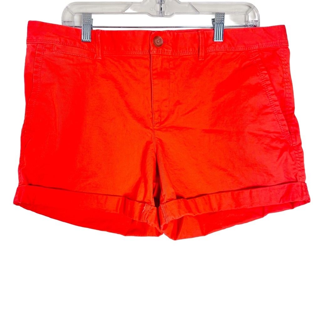 Banana Republic Bright Orange Cuffed Chino Shorts Size 12 Preppy Coastal Women's